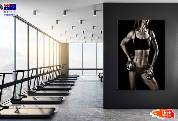 Young Lady Workout with Weights Print 100% Australian Made Stretched Canvas Ready to Hang - 2193