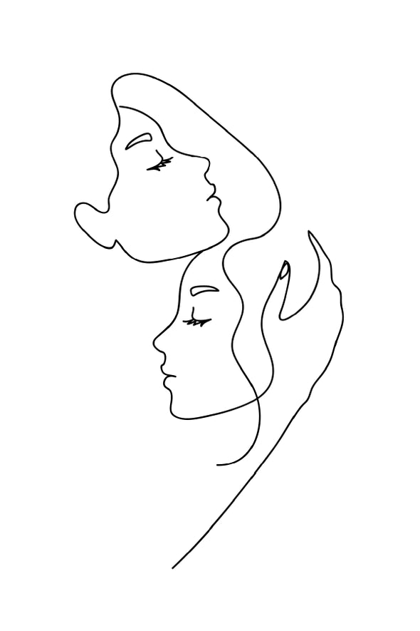 Woman Faces B&W Line Art Design Print 100% Australian Made Stretched Canvas Ready to Hang - 1793