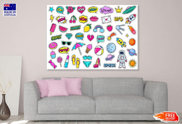 Fashion Illustration Emoji View Print 100% Australian Made Stretched Canvas Ready to Hang - 1298