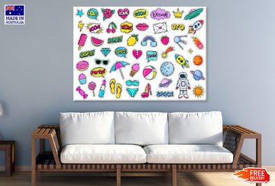 Fashion Illustration Emoji View Print 100% Australian Made Stretched Canvas Ready to Hang - 1298