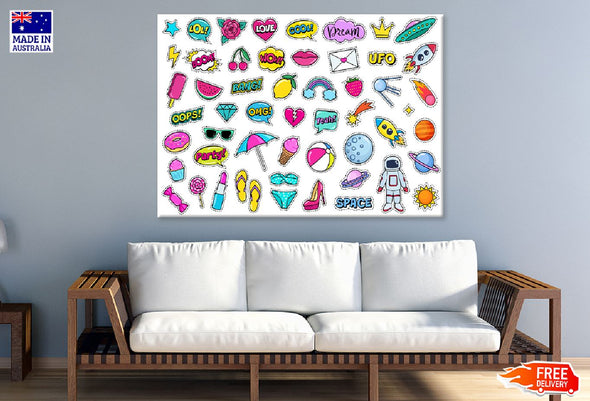 Fashion Illustration Emoji View Print 100% Australian Made Stretched Canvas Ready to Hang - 1298