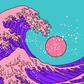 Sea Waves & Sun Illustration Pop Arts & Comic Poster Print 100% Australian Made Stretched Canvas Ready to Hang - 2166