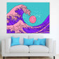 Sea Waves & Sun Illustration Pop Arts & Comic Poster Print 100% Australian Made Stretched Canvas Ready to Hang - 2166