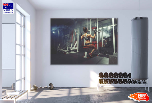 Young Girl Lifts in the Gym Print 100% Australian Made Stretched Canvas Ready to Hang - 2195