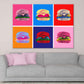 Colorful Burgers Collage Illustration Pop Arts & Comic Poster Print 100% Australian Made Stretched Canvas Ready to Hang - 2167