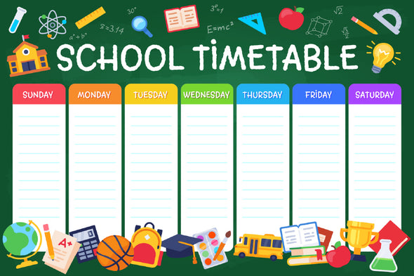 Weekly School Timetable Vector Print 100% Australian Made Stretched Canvas Ready to Hang - 1671