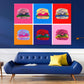 Colorful Burgers Collage Illustration Pop Arts & Comic Poster Print 100% Australian Made Stretched Canvas Ready to Hang - 2167