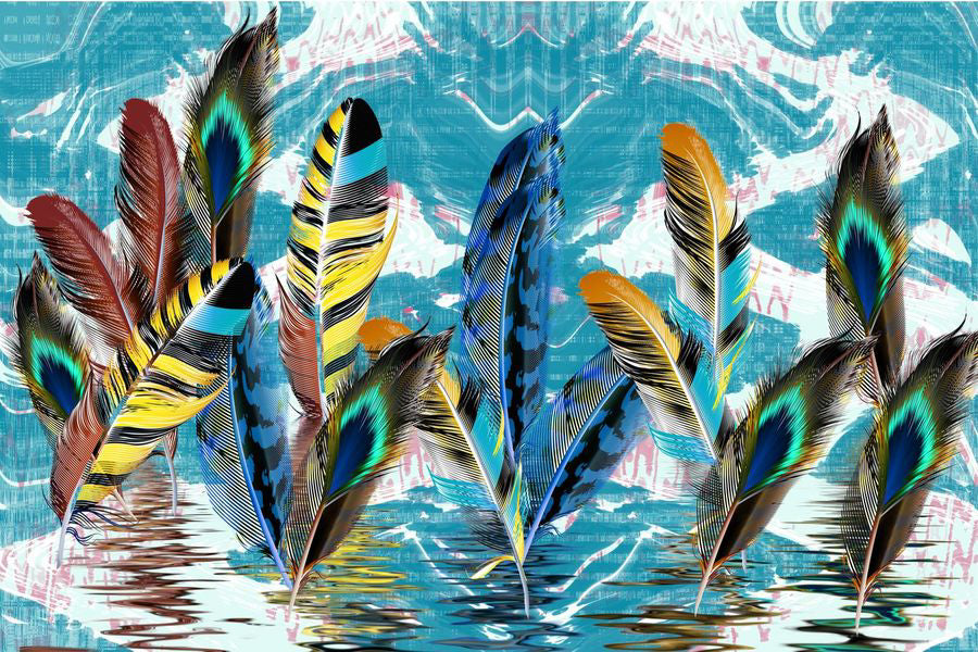 Colorful Feathers Abstract Painting Print 100% Australian Made Stretched Canvas Ready to Hang - 1895