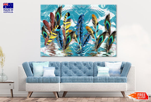 Colorful Feathers Abstract Painting Print 100% Australian Made Stretched Canvas Ready to Hang - 1895