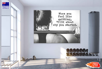 Gym Motivation Quote B&W Print 100% Australian Made Stretched Canvas Ready to Hang - 2253