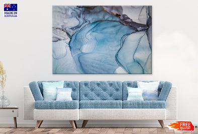 Blue & Black Liquid Abstract Art Design Print 100% Australian Made Stretched Canvas Ready to Hang - 1115