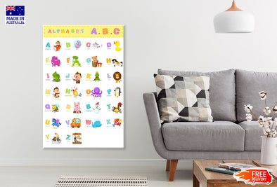 Illustration of Animal Alphabet Print 100% Australian Made Stretched Canvas Ready to Hang - 1672