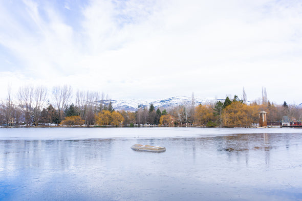 Snowy Mountains & Lake Photograph Print 100% Australian Made Stretched Canvas Ready to Hang - 1015