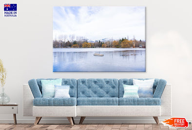 Snowy Mountains & Lake Photograph Print 100% Australian Made Stretched Canvas Ready to Hang - 1015