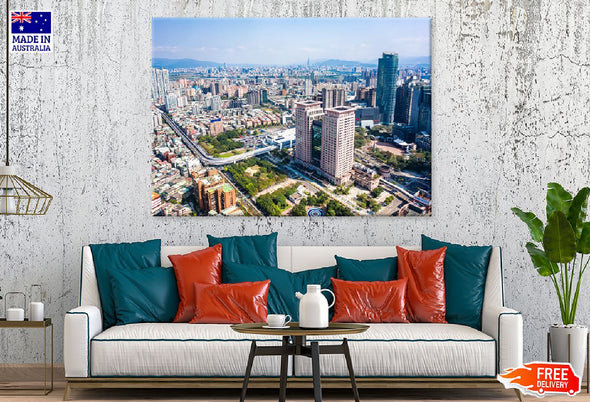 New Taipei City Skyline View Print 100% Australian Made Stretched Canvas Ready to Hang - 1464