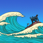 Businessman Floating on Sea Illustration Pop Arts & Comic Poster Print 100% Australian Made Stretched Canvas Ready to Hang - 2168