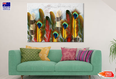 Colorful Feathers Digital Art  Print 100% Australian Made Stretched Canvas Ready to Hang - 1896