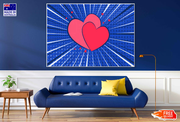 Hearts Vector Design Pop Arts & Comic Poster Print 100% Australian Made Stretched Canvas Ready to Hang - 2096