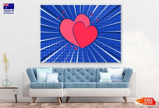 Hearts Vector Design Pop Arts & Comic Poster Print 100% Australian Made Stretched Canvas Ready to Hang - 2096