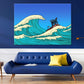 Businessman Floating on Sea Illustration Pop Arts & Comic Poster Print 100% Australian Made Stretched Canvas Ready to Hang - 2168