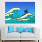 Businessman Floating on Sea Illustration Pop Arts & Comic Poster Print 100% Australian Made Stretched Canvas Ready to Hang - 2168