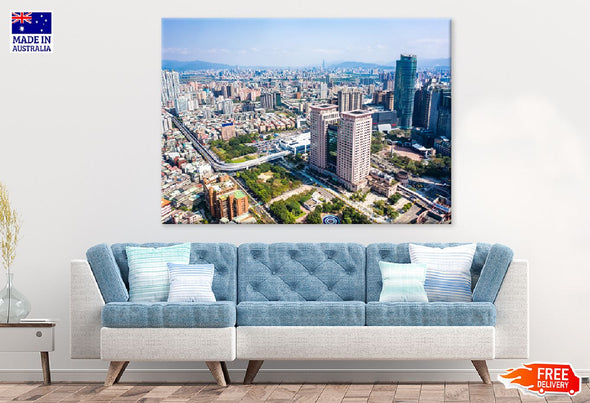 New Taipei City Skyline View Print 100% Australian Made Stretched Canvas Ready to Hang - 1464