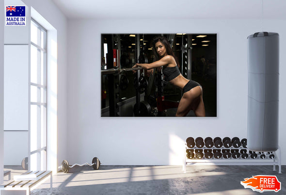 Girl Workout in Gym Photograph Print 100% Australian Made Stretched Canvas Ready to Hang - 2255