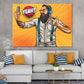 Yeah Quote & Bearded Man with Headphones Pop Arts & Comic Poster Print 100% Australian Made Stretched Canvas Ready to Hang - 2169