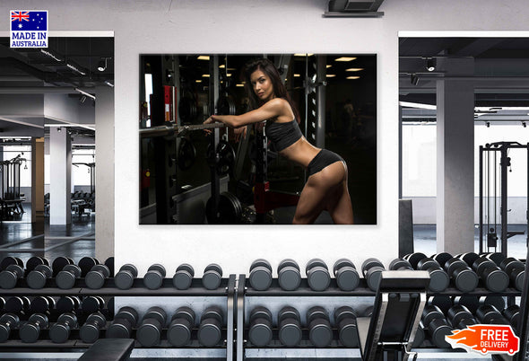 Girl Workout in Gym Photograph Print 100% Australian Made Stretched Canvas Ready to Hang - 2255