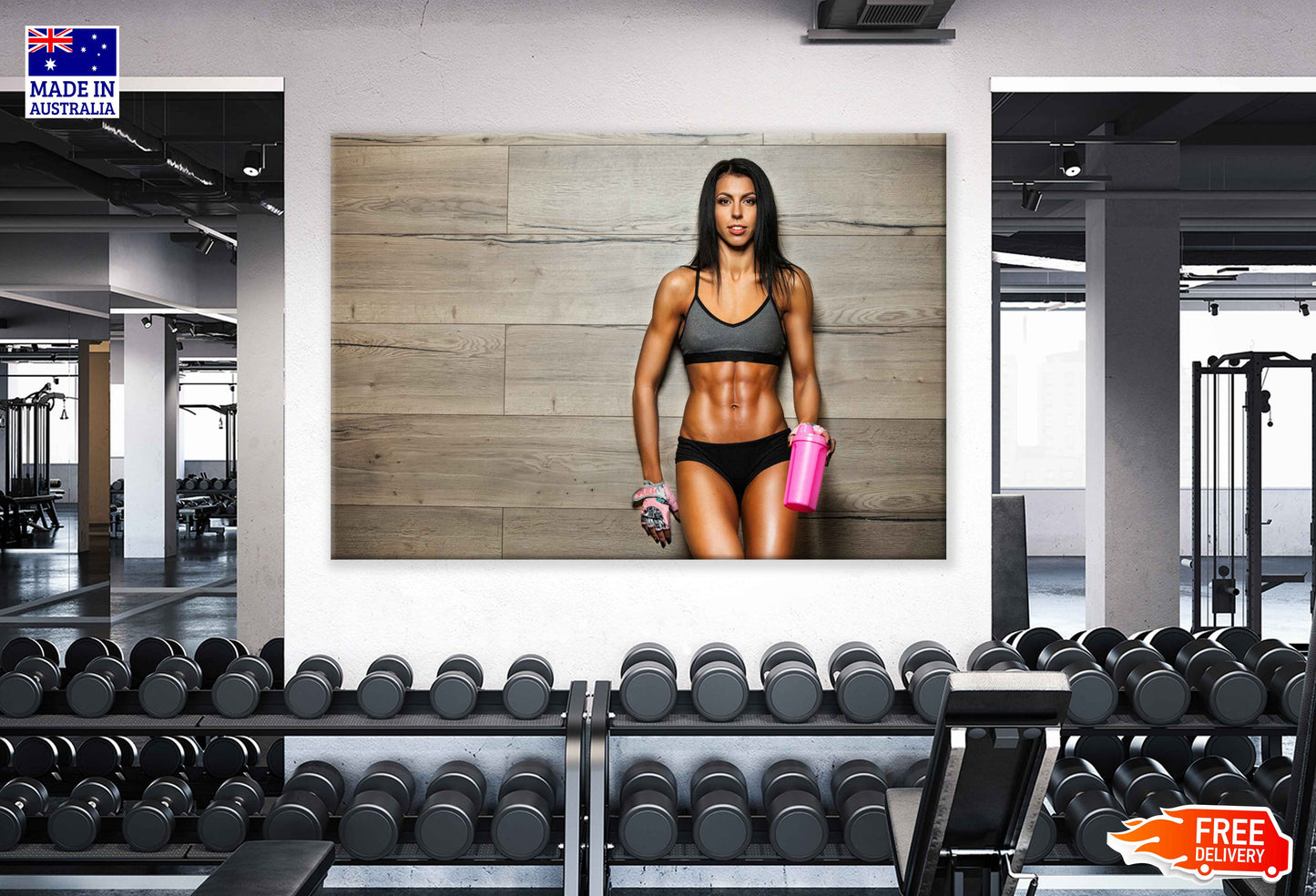 Girl Posing in The Gym Print 100% Australian Made Stretched Canvas Ready to Hang - 2197