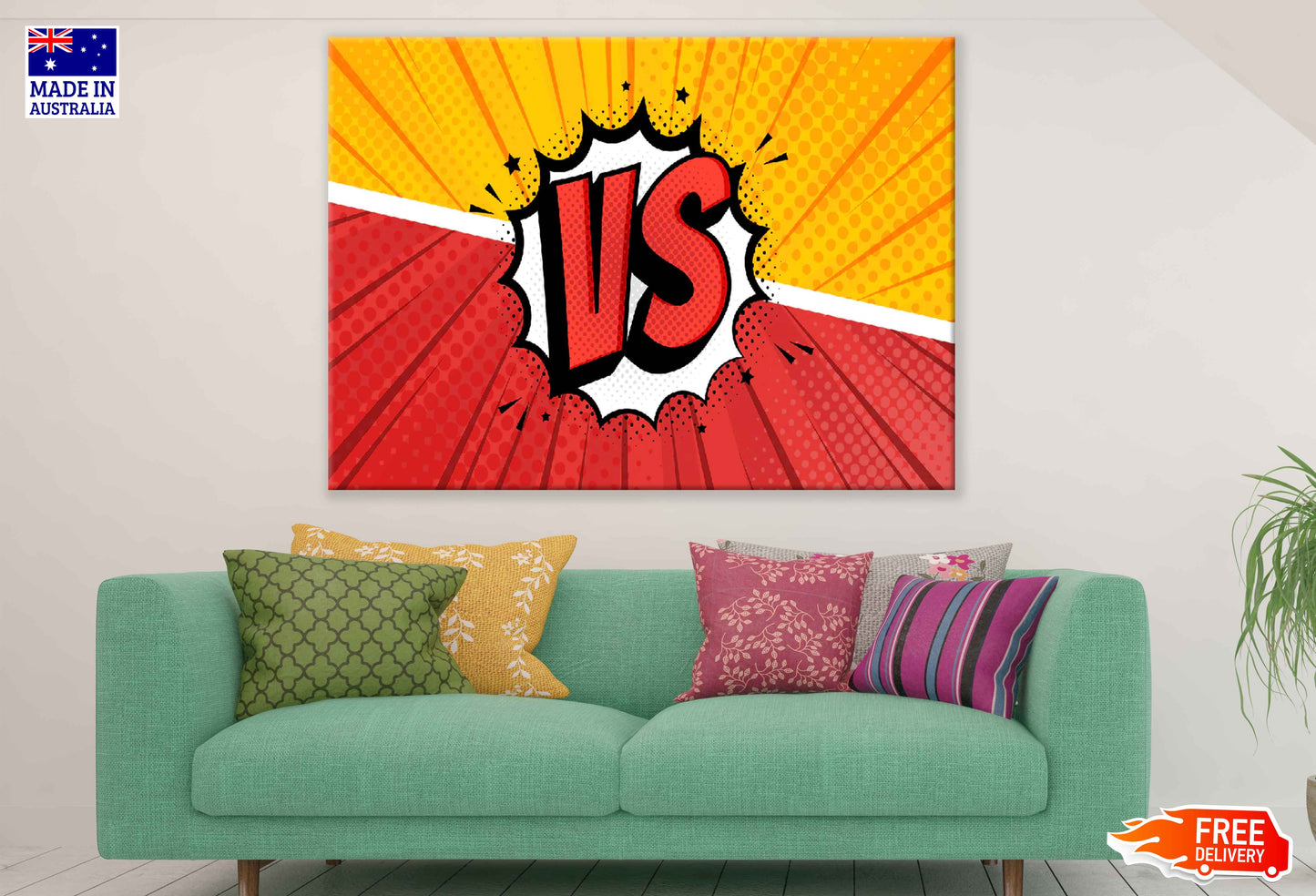 VS Abstract Vector Illustration Pop Arts & Comic Poster Print 100% Australian Made Stretched Canvas Ready to Hang - 2098