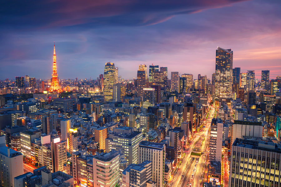 Tokyo City Aerial Sunset View Print 100% Australian Made Stretched Canvas Ready to Hang - 1466