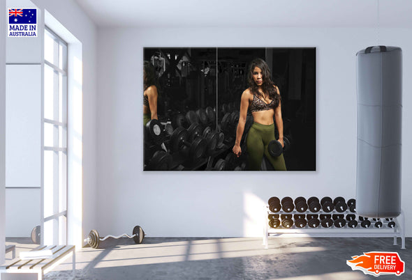 Girl Workout in Gym Photograph Print 100% Australian Made Stretched Canvas Ready to Hang - 2256