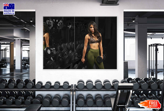 Girl Workout in Gym Photograph Print 100% Australian Made Stretched Canvas Ready to Hang - 2256