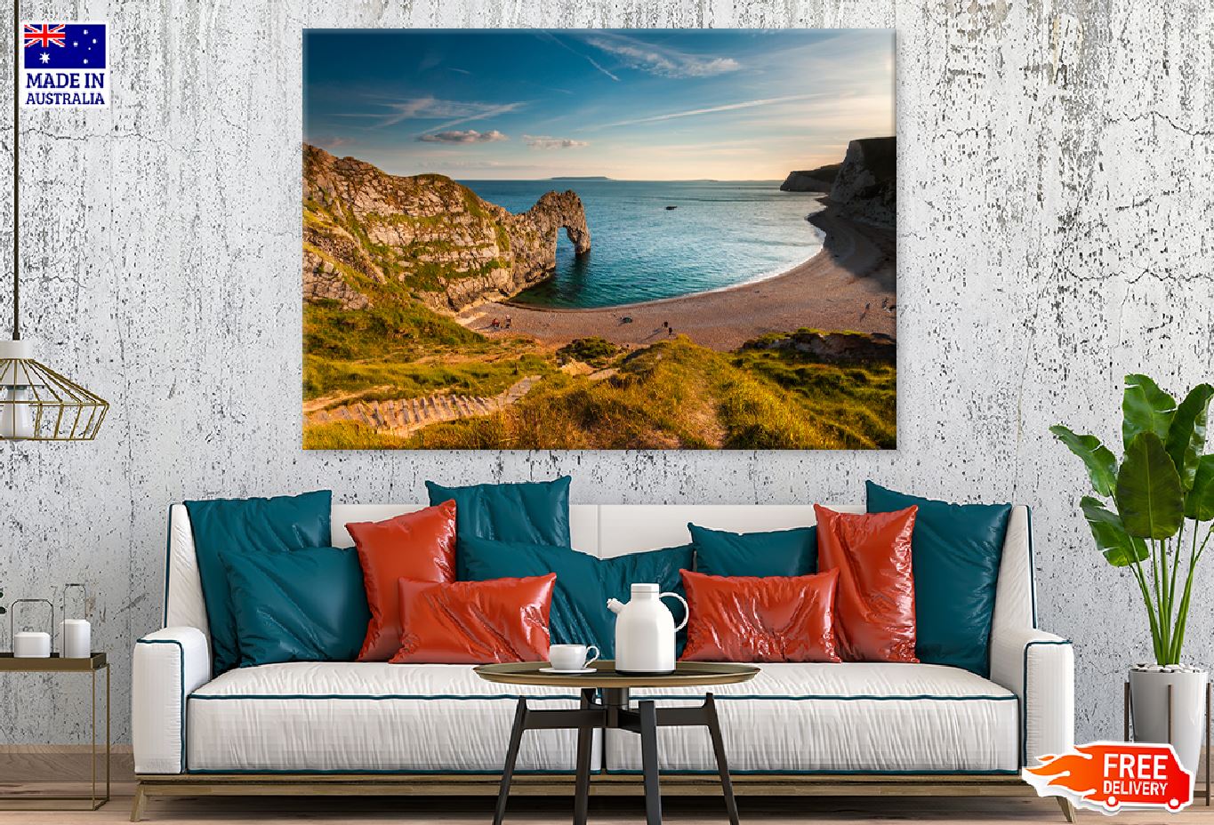 Dorset Coastline View Photograph Print 100% Australian Made Stretched Canvas Ready to Hang - 1365