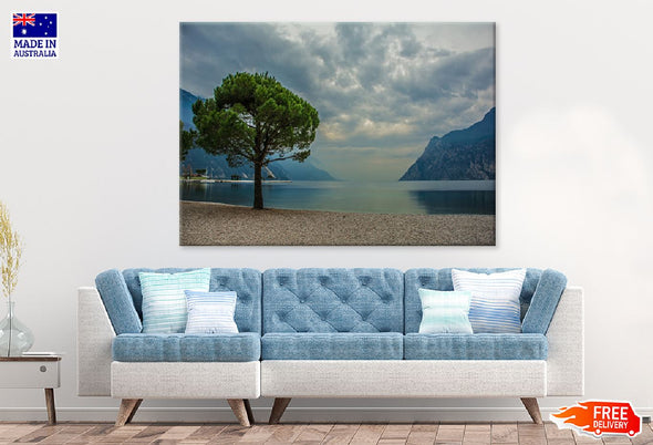 Lake with Mountains East Italy Print 100% Australian Made Stretched Canvas Ready to Hang - 1017