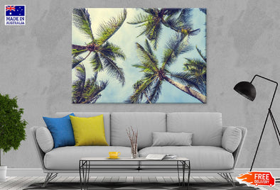 Sunshine on Palm Trees View Print 100% Australian Made Stretched Canvas Ready to Hang - 1696