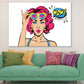 WOW Quote & Girl with Heart Shaped Glasses Illustration Pop Arts & Comic Poster Print 100% Australian Made Stretched Canvas Ready to Hang - 2171