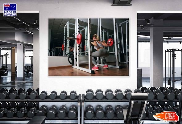 Girl Workout in Gym Photograph Print 100% Australian Made Stretched Canvas Ready to Hang - 2258