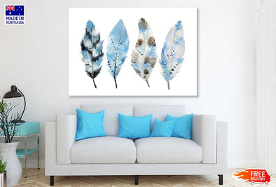 Colorful Feathers Watercolor Painting Print 100% Australian Made Stretched Canvas Ready to Hang - 1900