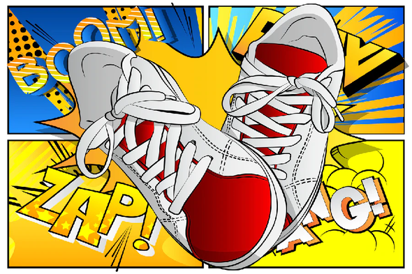 Shoes & BOOM ZAP Vector Illustration Pop Arts & Comic Poster Print 100% Australian Made Stretched Canvas Ready to Hang - 2100