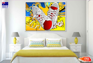 Shoes & BOOM ZAP Vector Illustration Pop Arts & Comic Poster Print 100% Australian Made Stretched Canvas Ready to Hang - 2100