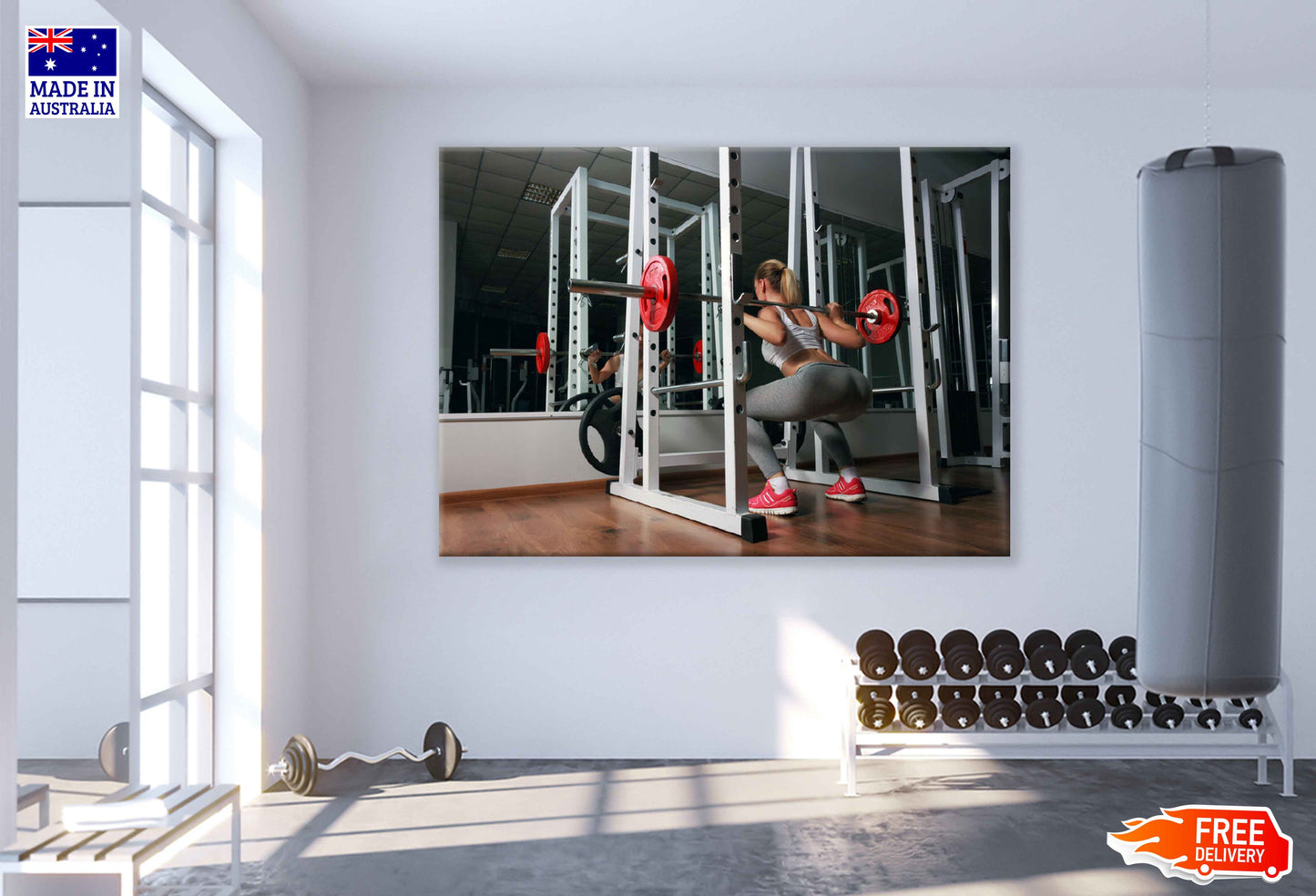 Girl Workout in Gym Photograph Print 100% Australian Made Stretched Canvas Ready to Hang - 2258