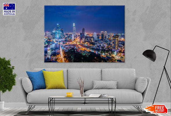 Ho Chi Minh City Night Photograph Print 100% Australian Made Stretched Canvas Ready to Hang - 1468