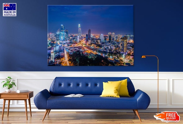 Ho Chi Minh City Night Photograph Print 100% Australian Made Stretched Canvas Ready to Hang - 1468