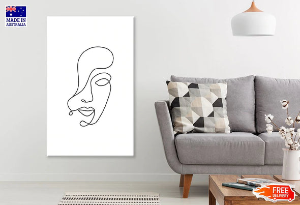 Female Face B&W Line Art Design Print 100% Australian Made Stretched Canvas Ready to Hang - 1800