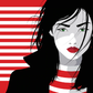 B&W Girl & Red Lines Illustration Pop Arts & Comic Poster Print 100% Australian Made Stretched Canvas Ready to Hang - 2173