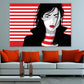B&W Girl & Red Lines Illustration Pop Arts & Comic Poster Print 100% Australian Made Stretched Canvas Ready to Hang - 2173