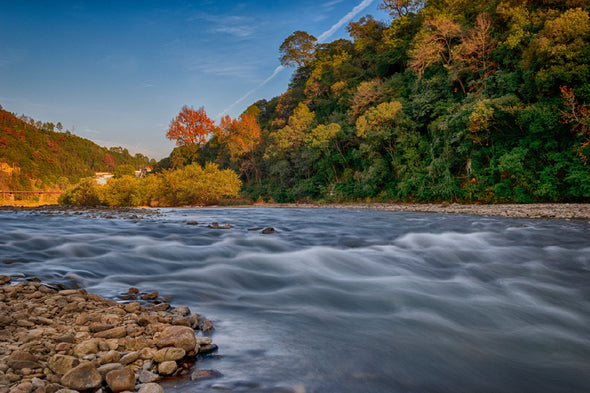 Wuyuan River Autumn Trees View Print 100% Australian Made Stretched Canvas Ready to Hang - 1020