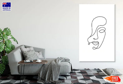 Female Face B&W Line Art Design Print 100% Australian Made Stretched Canvas Ready to Hang - 1800